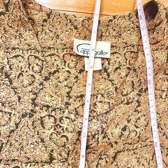 Vintage Brocade Button-Up Top Gold Baroque Pattern Short Sleeve -size 16 - Picture 7 of 10